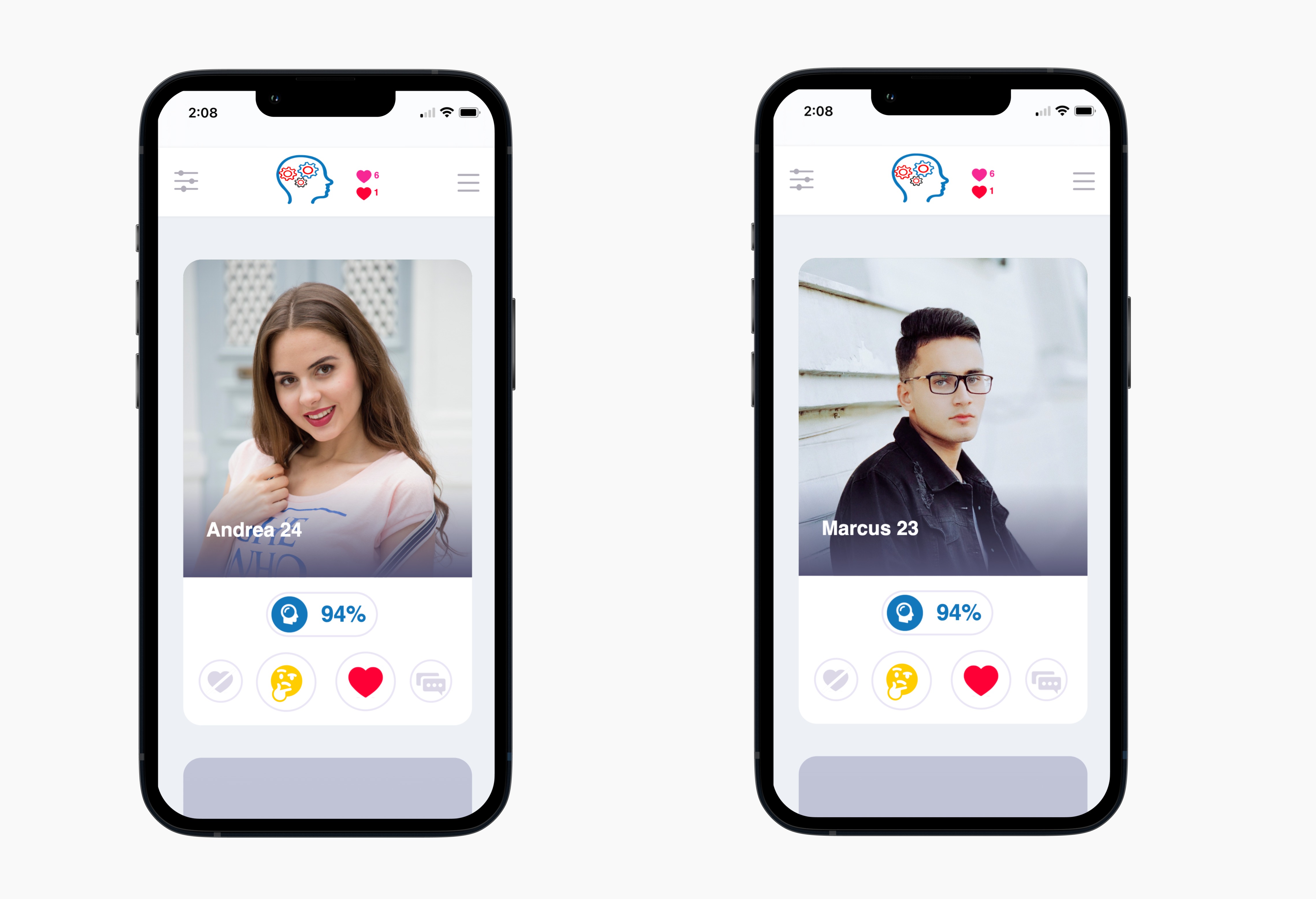 DateMetriX dating app shown on three phone screens