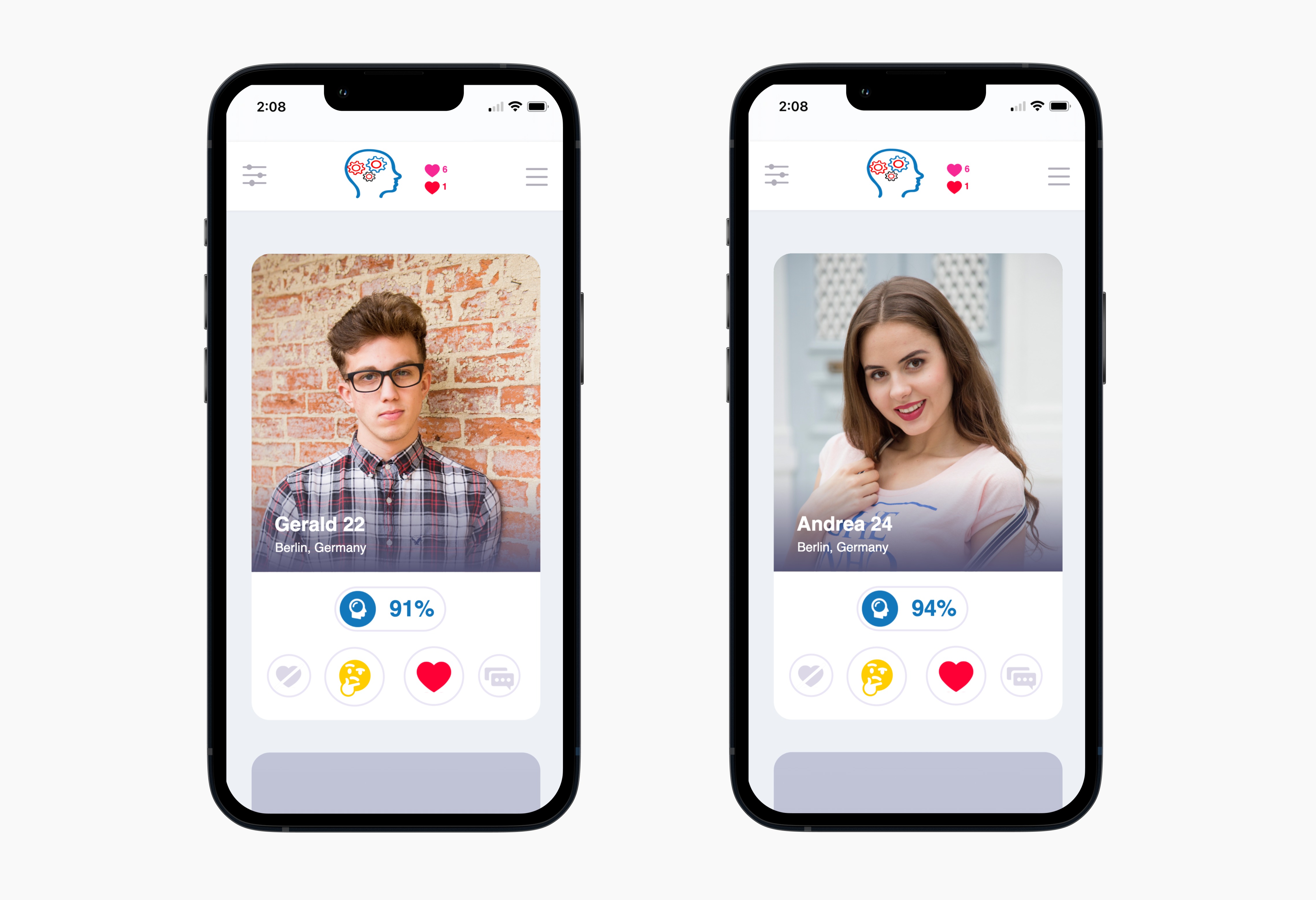 DateMetriX dating app shown on three phone screens